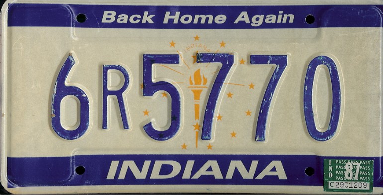 Indiana License Tag