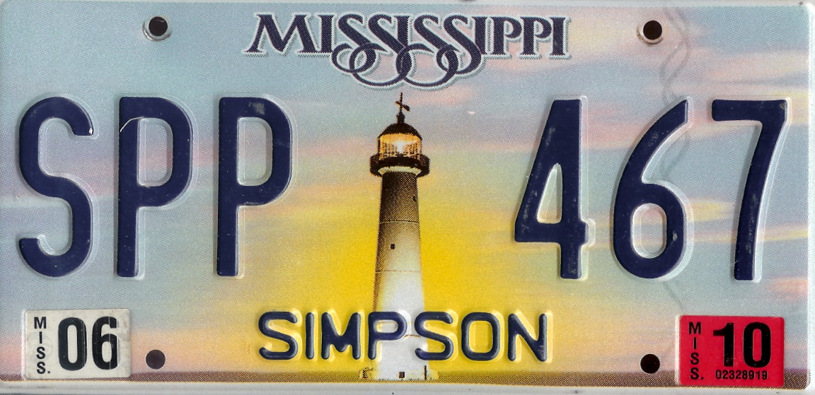 Mississsippi License Plate